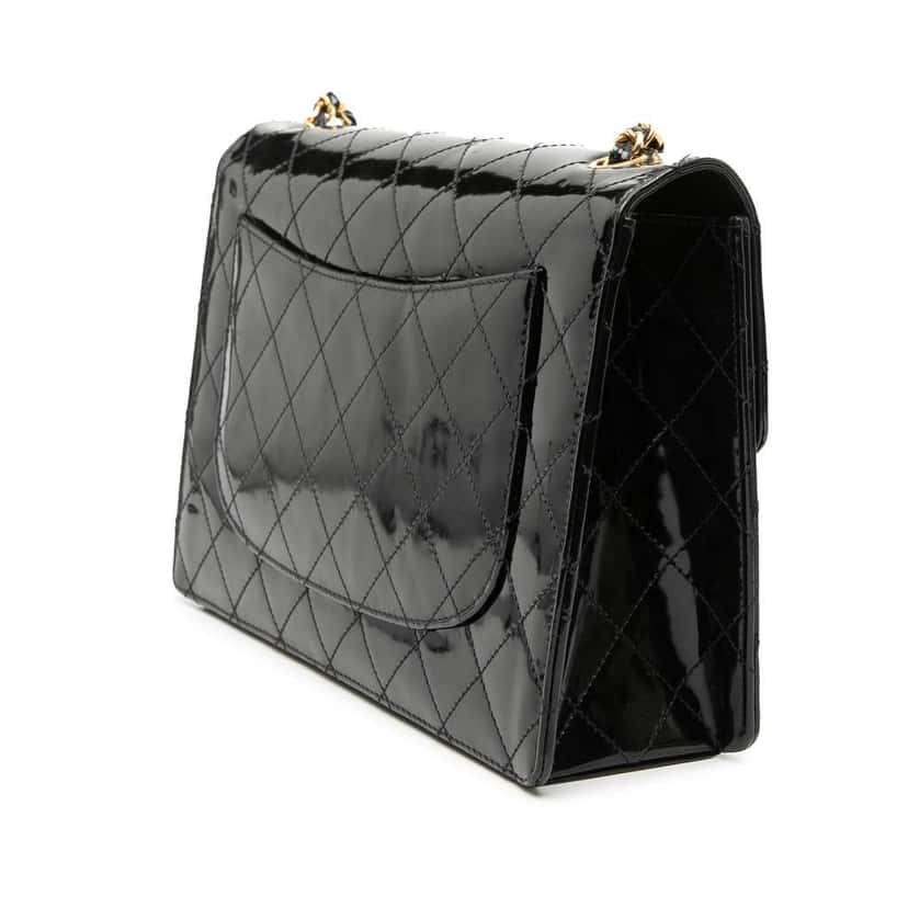 Chanel Jumbo Classic Patent Single Flap Black Leather Good condition - Back View