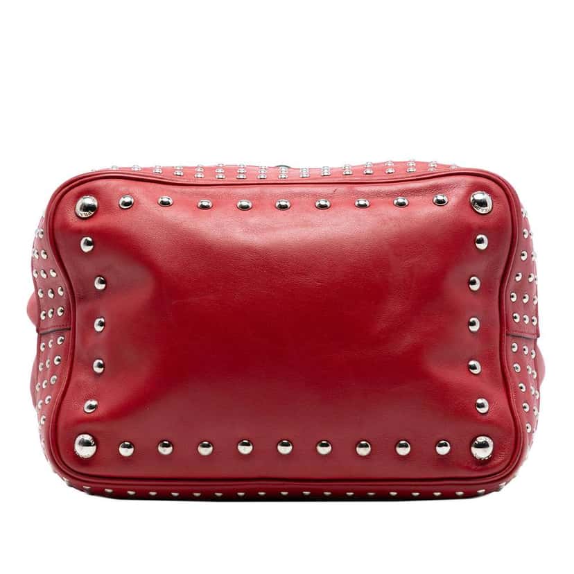Prada Large Studded Leather Bucket Bag Red Leather Very good condition - Inside View