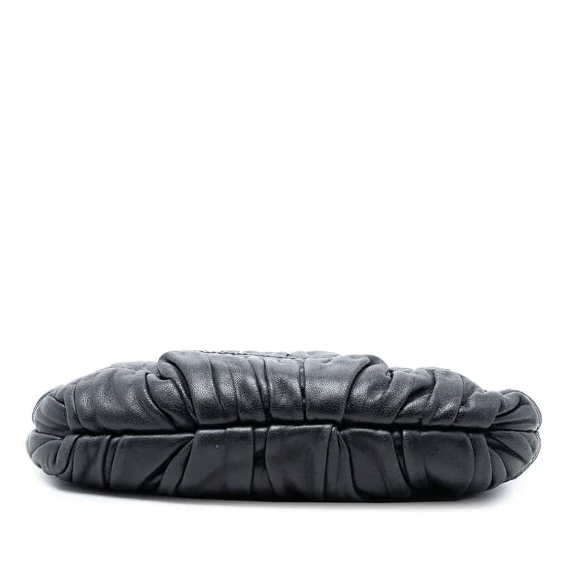 Prada Nappa Gaufre Wristlet Clutch Black Leather Very good condition - Inside View