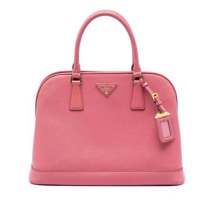 Prada Medium Saffiano Lux Open Promenade Satchel Pink Leather Fair condition - Front View