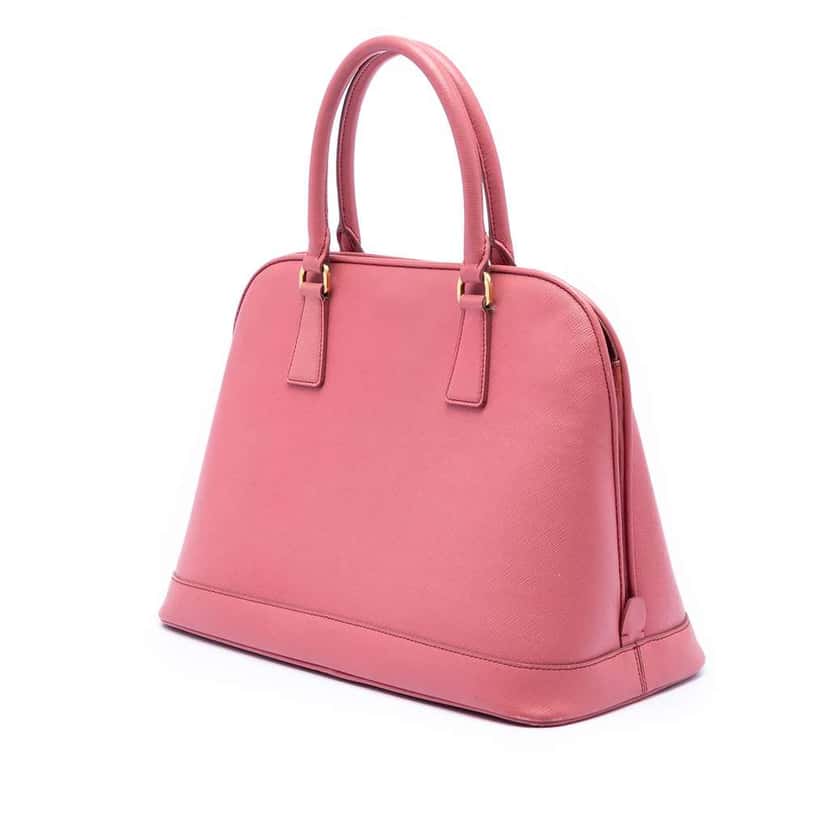 Prada Medium Saffiano Lux Open Promenade Satchel Pink Leather Fair condition - Back View