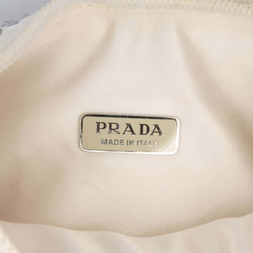 Prada Mini Satin Crystal Re-Edition 2000 Shoulder Bag White Satin Good condition - Box View