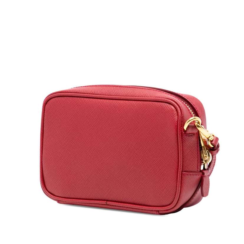 Prada Mini Saffiano Camera Bag Red Leather Good condition - Back View