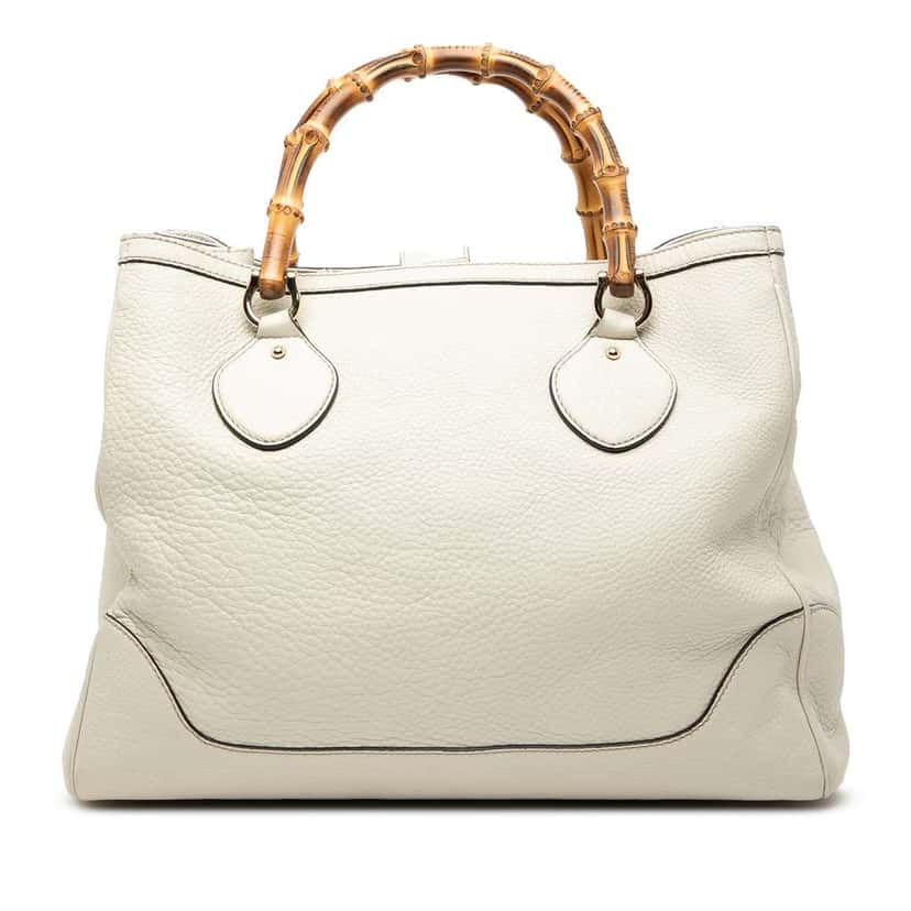 Gucci Medium Leather Bamboo Diana Tote White Leather Good condition - Front View