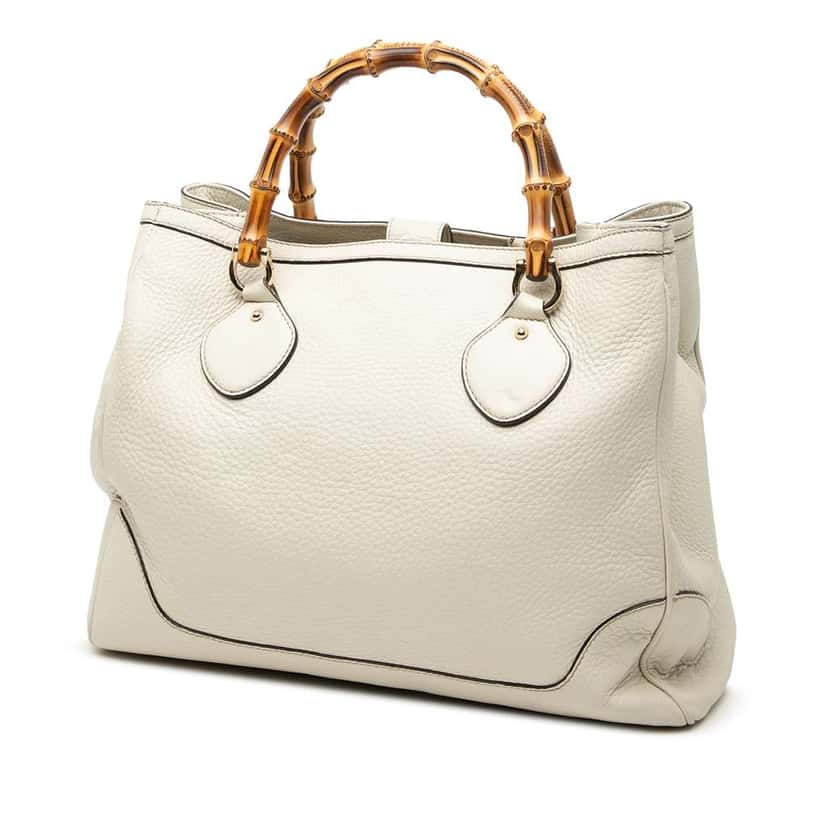 Gucci Medium Leather Bamboo Diana Tote White Leather Good condition - Back View