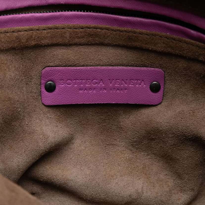 Bottega Veneta Nappa Intrecciato Nodini Double Zip Crossbody Purple Leather Very good condition - Box View