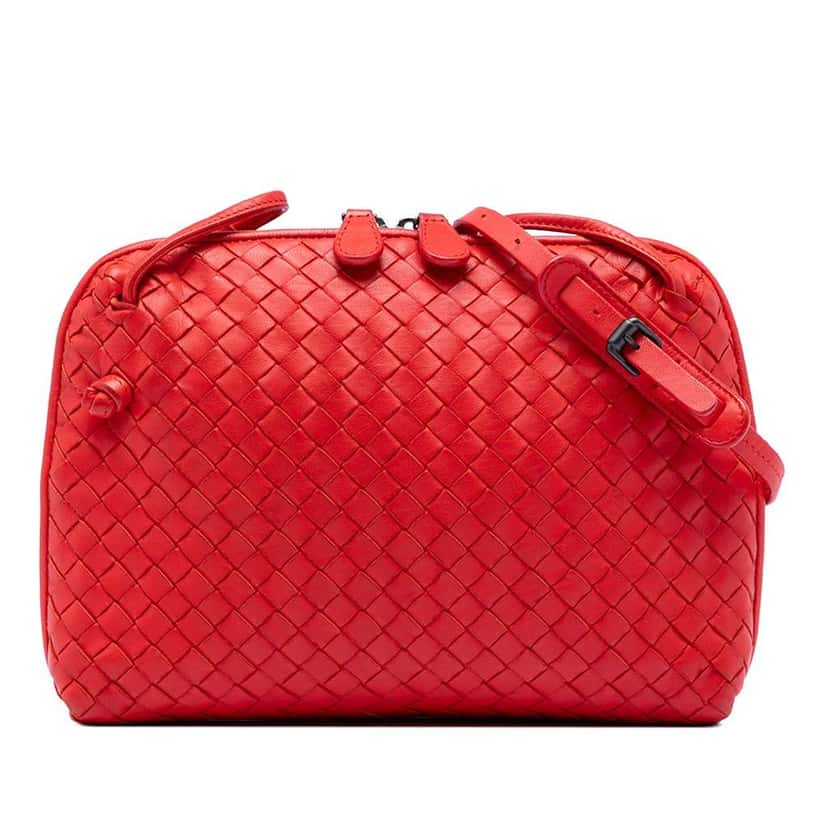 Bottega Veneta Nappa Intrecciato Nodini Crossbody Red Leather Good condition - Front View