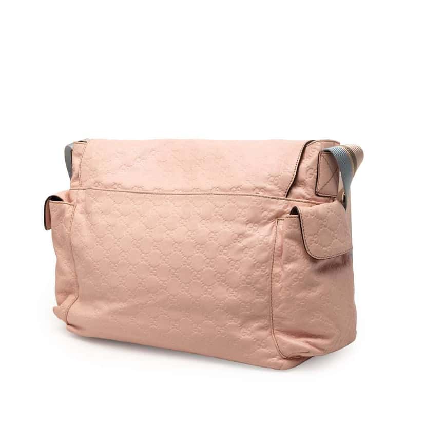 Gucci Guccissima Web Flap Diaper Bag Pink Leather Good condition - Back View