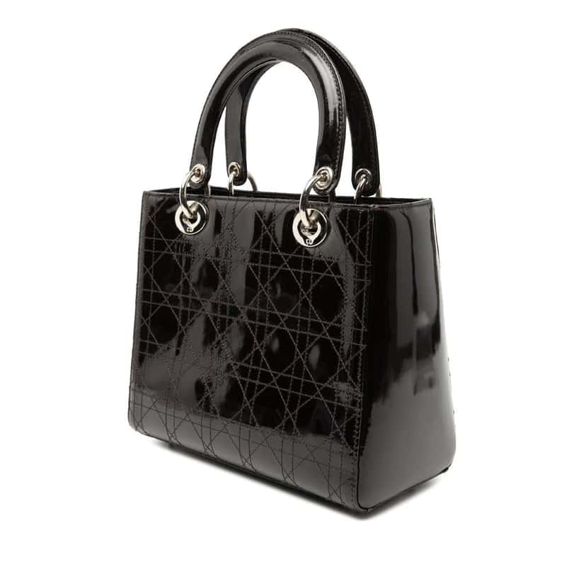 Dior Medium Patent Cannage Stitched Lady Dior Purple Leather Good condition - Back View