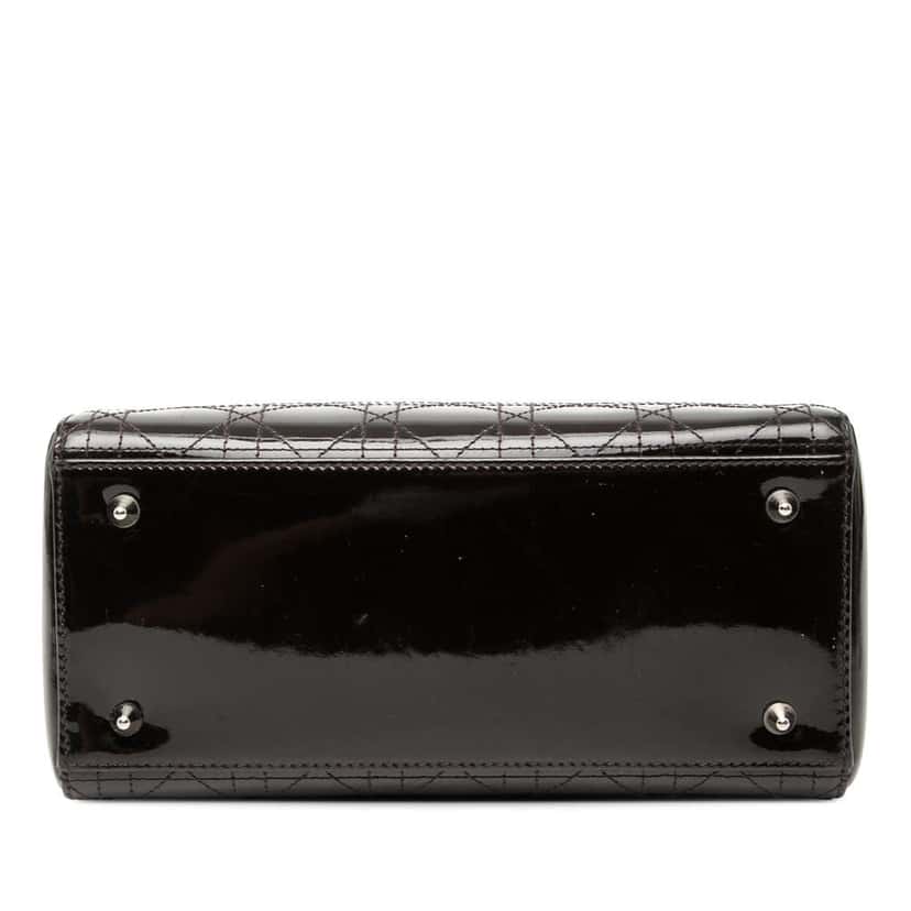 Dior Medium Patent Cannage Stitched Lady Dior Purple Leather Good condition - Inside View