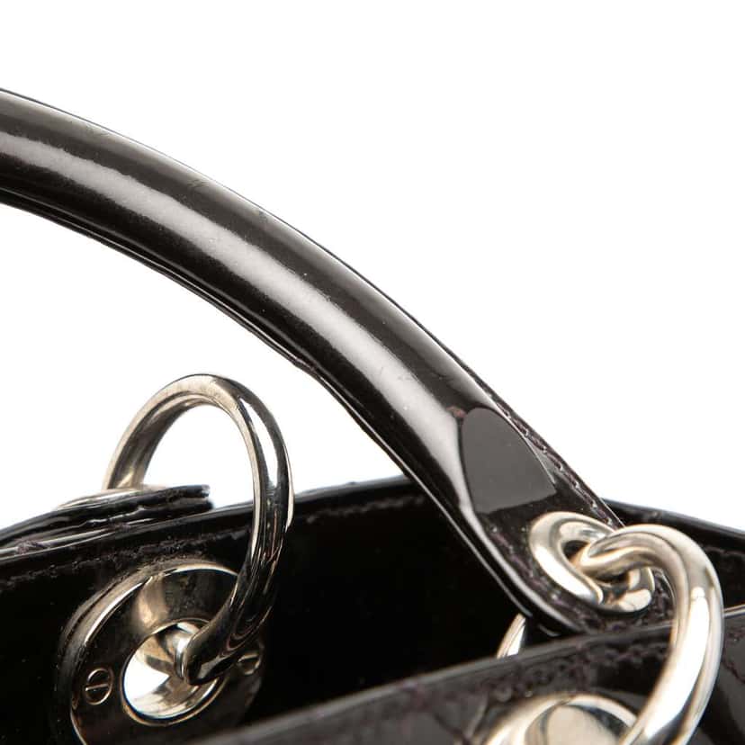 Dior Medium Patent Cannage Stitched Lady Dior Purple Leather Good condition - Box View