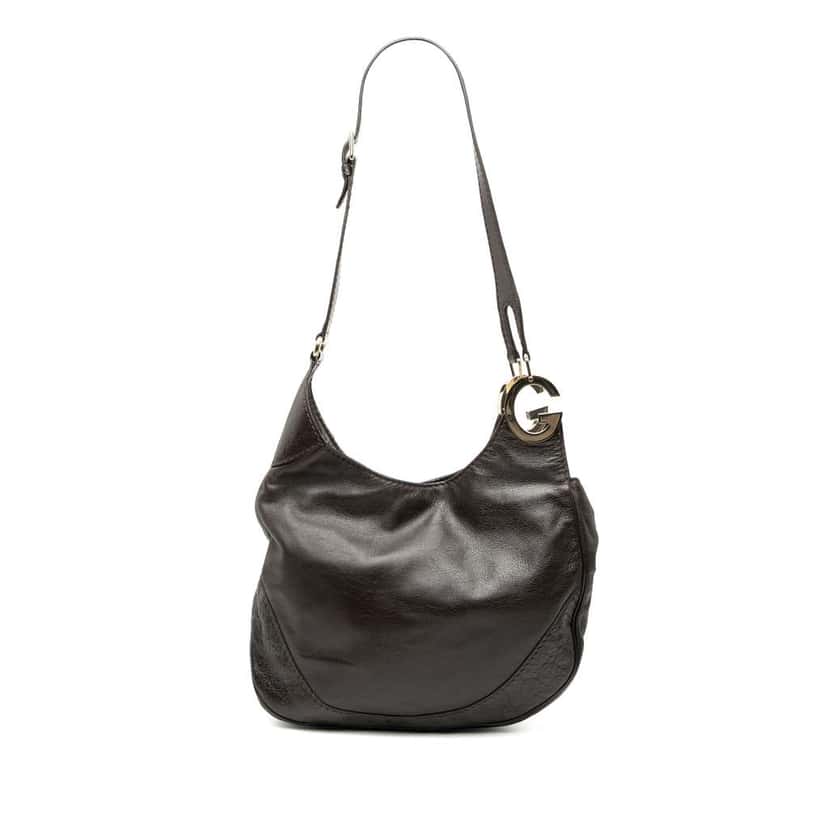 Gucci Guccissima Trimmed Leather Charlotte Crossbody Brown Leather Good condition - Front View