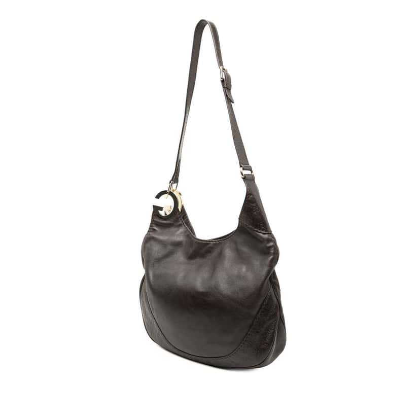 Gucci Guccissima Trimmed Leather Charlotte Crossbody Brown Leather Good condition - Back View