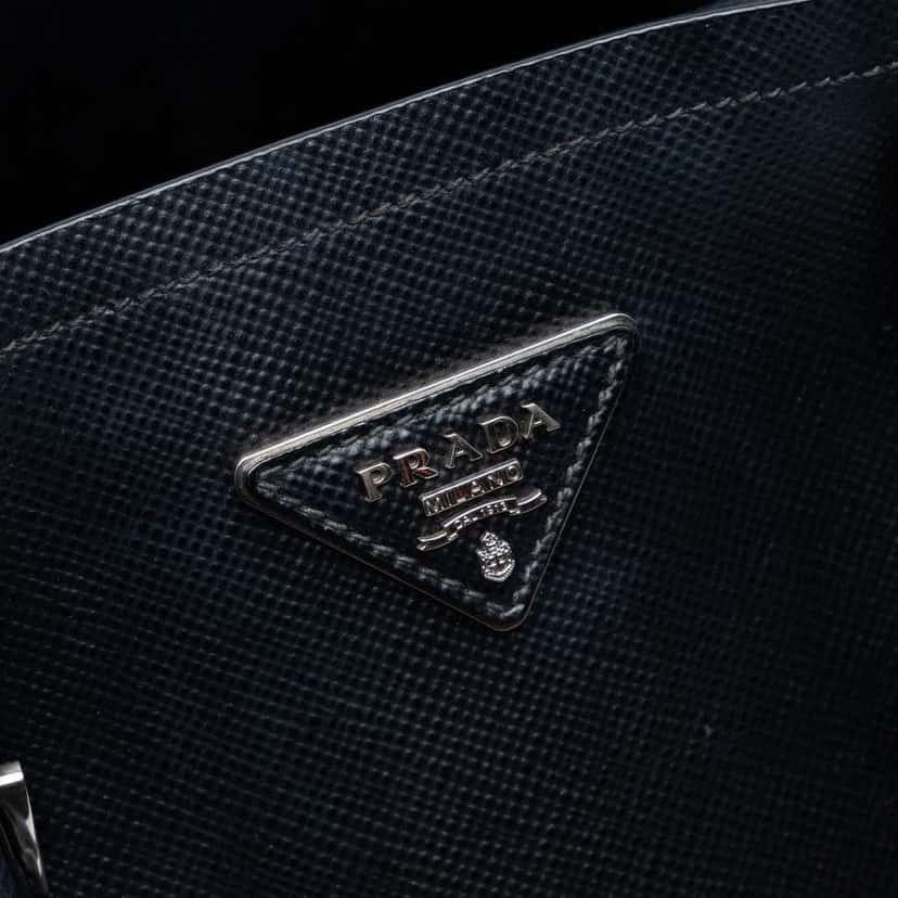 Prada Medium Saffiano Cuir Double Handle Satchel Black Leather Good condition - Box View