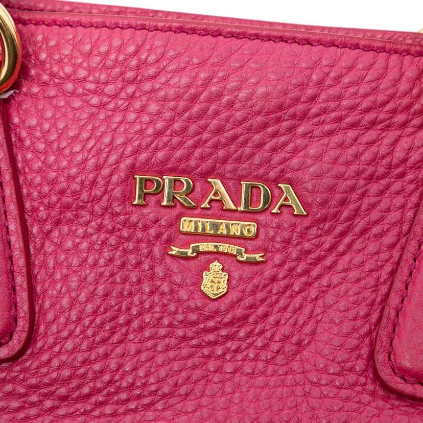 Prada Vitello Daino Side Zip Open Convertible Tote Pink Leather Good condition - Box View