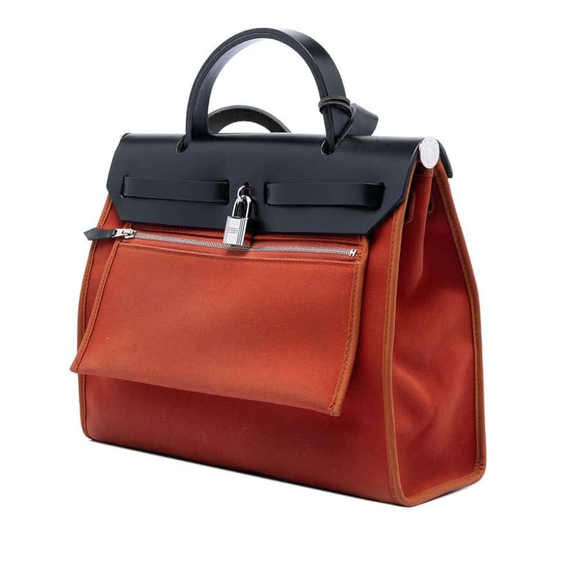 Hermès Toile Herbag Zip 31 Orange Canvas Good condition - Back View