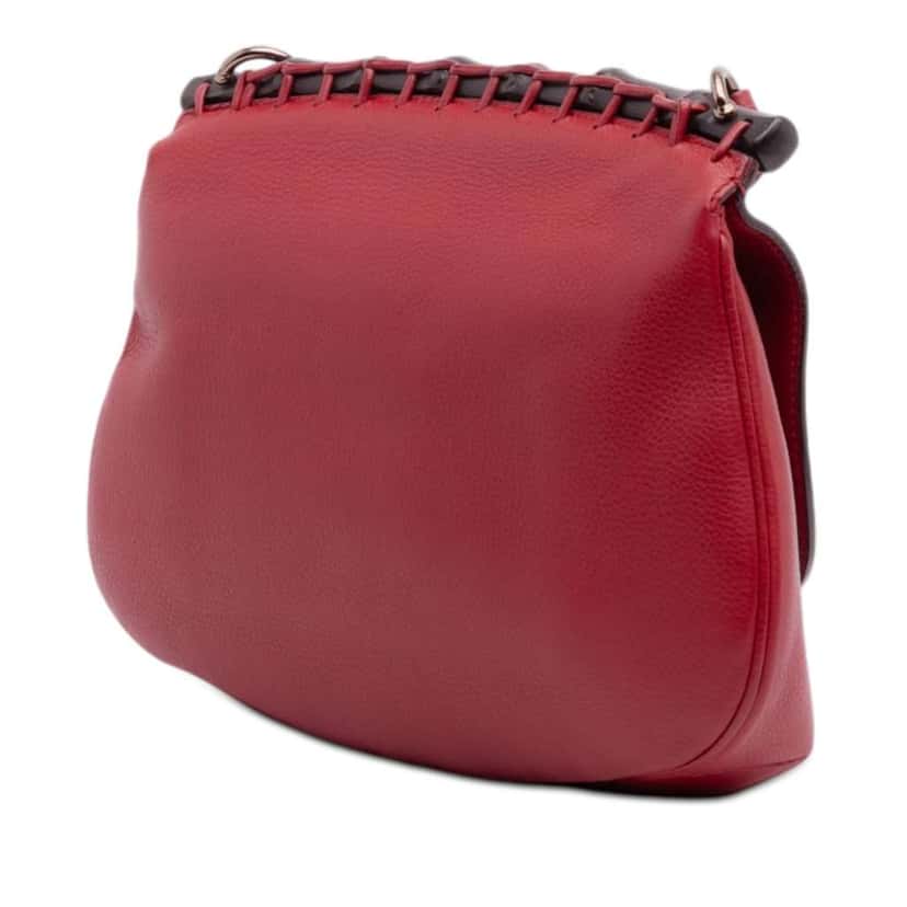 Gucci Medium Leather Bamboo Nouveau Fringe Crossbody Red Leather Good condition - Back View