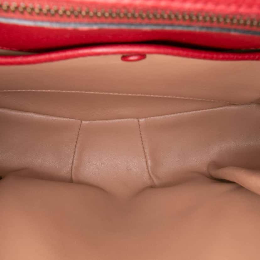 Gucci Medium Leather Bamboo Nouveau Fringe Crossbody Red Leather Good condition - Model View