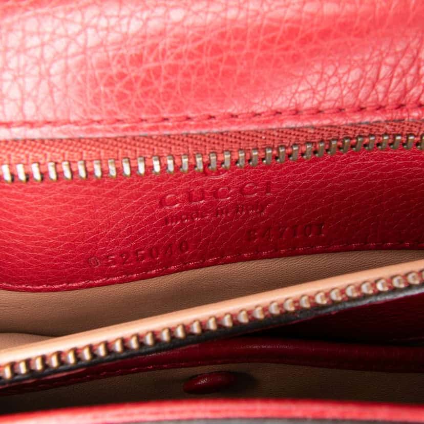 Gucci Medium Leather Bamboo Nouveau Fringe Crossbody Red Leather Good condition - Box View