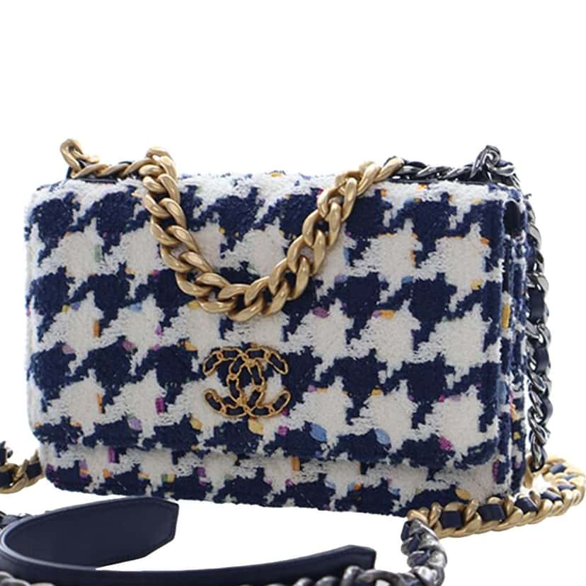 Chanel Tweed 19 Wallet On Chain Blue Tweed Good condition - Inside View