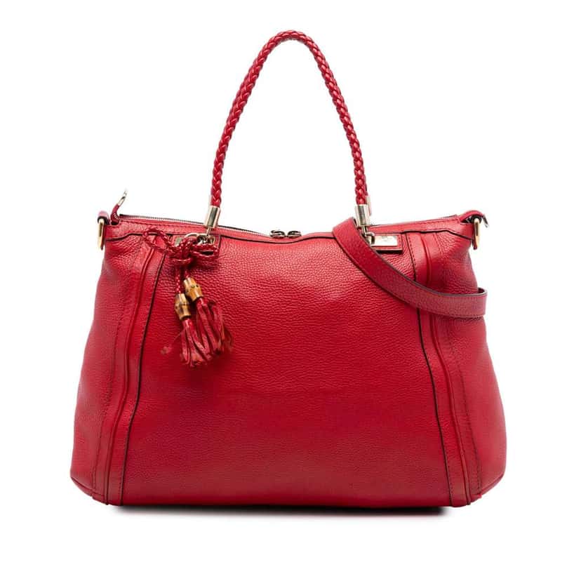 Gucci Calfskin Bella Satchel Red Leather Good condition - Front View