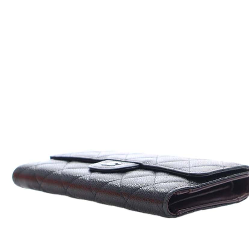 Chanel CC Caviar Classic Long Flap Wallet Black Leather Good condition - Box View