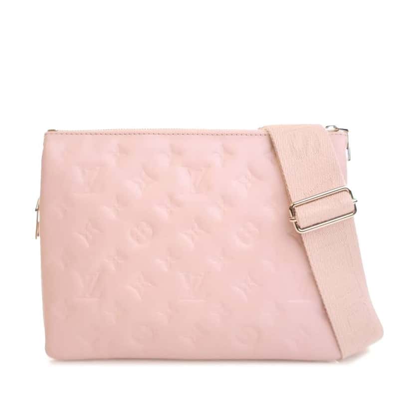 Louis Vuitton Monogram Embossed Puffy Lambskin Coussin PM Pink Leather Good condition - Front View