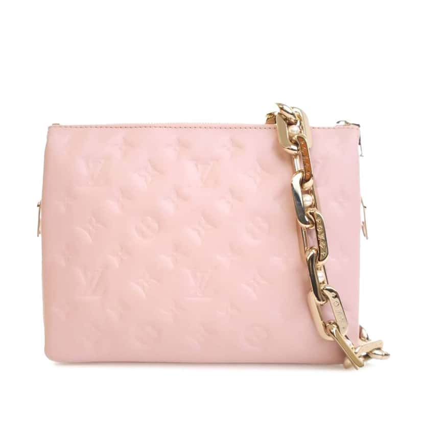 Louis Vuitton Monogram Embossed Puffy Lambskin Coussin PM Pink Leather Good condition - Back View