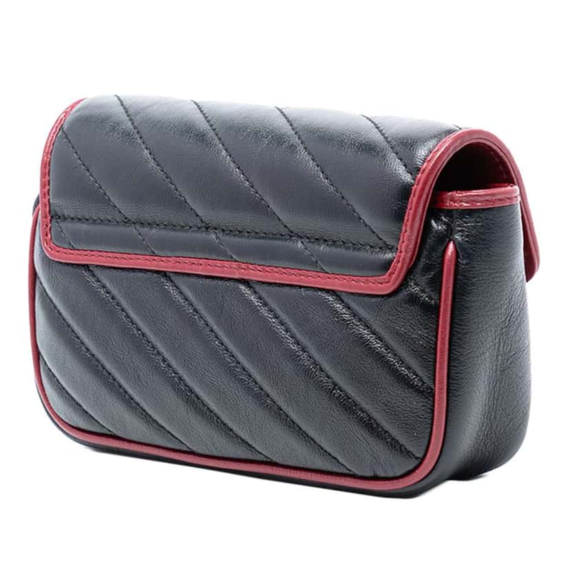 Gucci Super Mini GG Marmont Matelasse Leather Torchon Flap Crossbody Black Leather Good condition - Back View