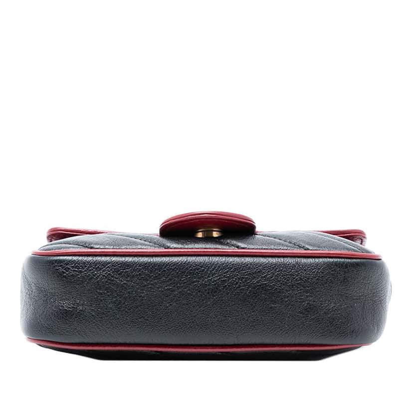 Gucci Super Mini GG Marmont Matelasse Leather Torchon Flap Crossbody Black Leather Good condition - Inside View