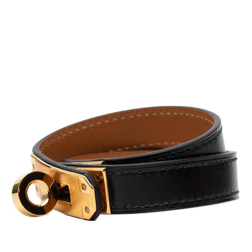Hermès Swift Kelly Double Tour Bracelet Black Leather Good condition - Back View