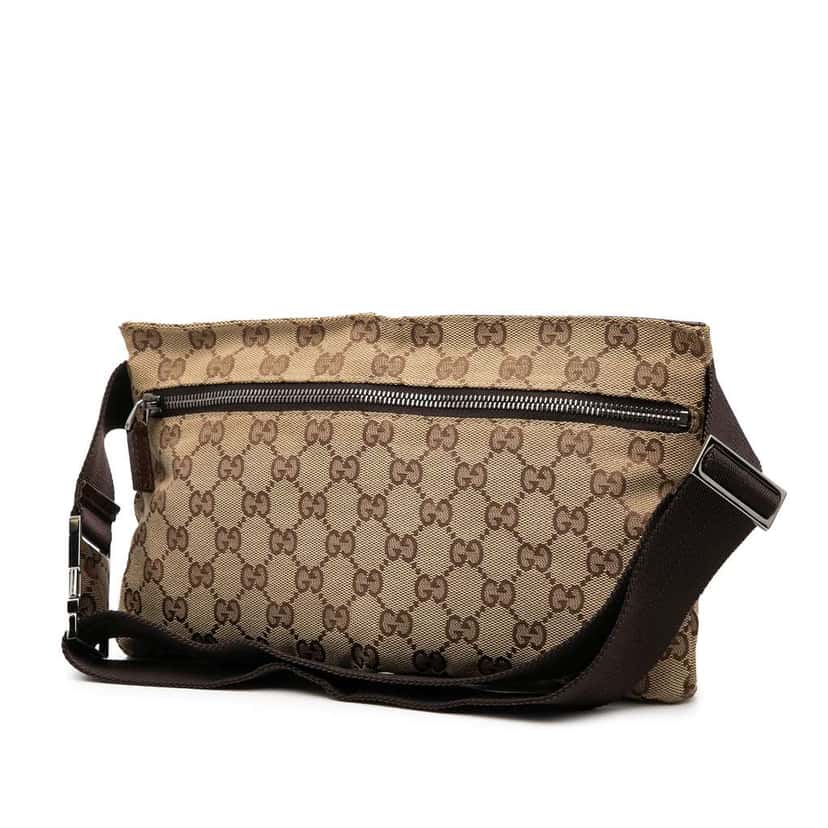 Gucci GG Canvas Double Pocket Belt Bag Brown Canvas Good condition - Back View