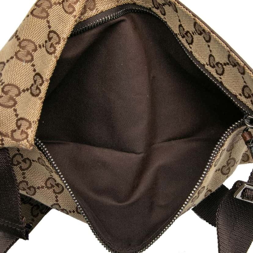 Gucci GG Canvas Double Pocket Belt Bag Brown Canvas Good condition - Model View