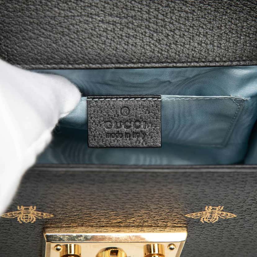 Gucci Small Leather Bee Star Padlock Crossbody Black Leather Good condition - Box View