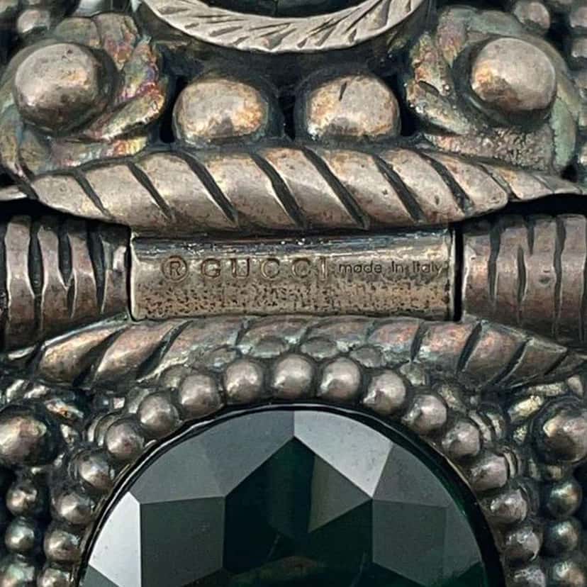 Gucci Sterling Silver and Stone Interlocking G Flower Hinged Bangle Silver Silver Good condition - Box View