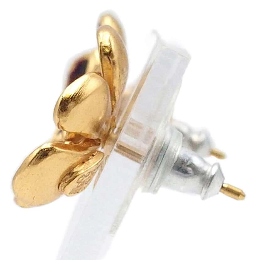Chanel CC Gold Plated Lacquered Flower Earrings Gold Metal Good condition - Box View
