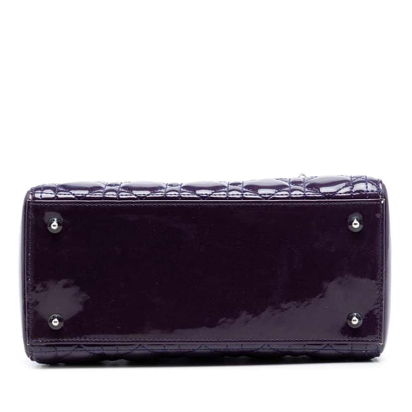 Dior Medium Ombre Patent Cannage Lady Dior Purple Leather Good condition - Inside View