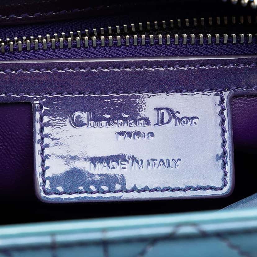 Dior Medium Ombre Patent Cannage Lady Dior Purple Leather Good condition - Box View