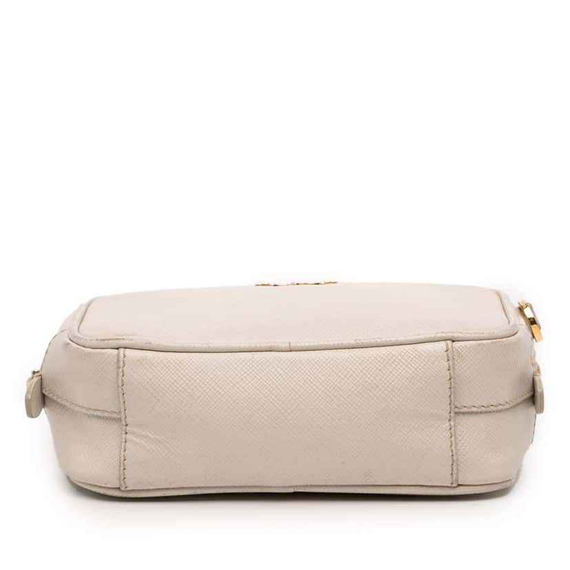 Prada Mini Saffiano Lux Camera Bag White Leather Fair condition - Inside View