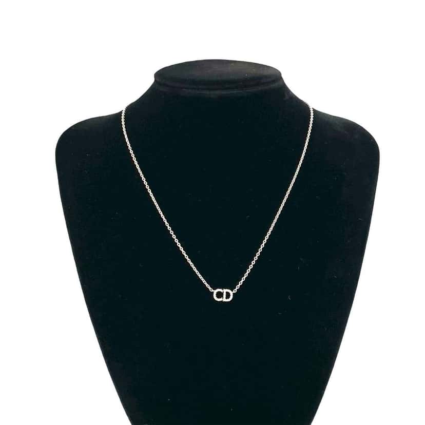 Dior Silver Plated Crystal Clair D Lune Necklace Silver Metal Good condition - Box View