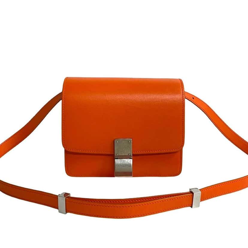 Celine Small Calfskin Classic Box Orange Leather Good condition - Front View