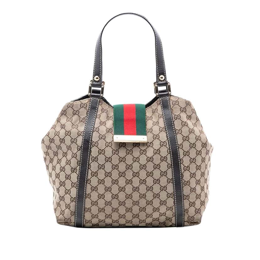 Gucci GG Canvas Web New Ladies Tote Brown Canvas Good condition - Front View