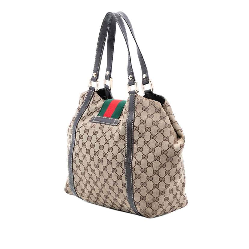 Gucci GG Canvas Web New Ladies Tote Brown Canvas Good condition - Back View