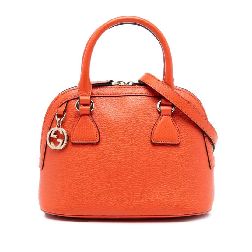 Gucci Mini Leather GG Charm Dome Satchel Orange Leather Very good condition - Front View
