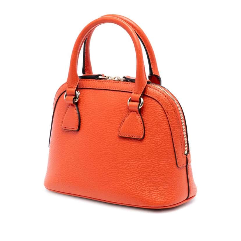 Gucci Mini Leather GG Charm Dome Satchel Orange Leather Very good condition - Back View