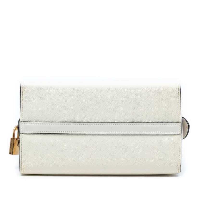 Prada Saffiano And City Calf Esplanade Satchel White Leather Good condition - Inside View