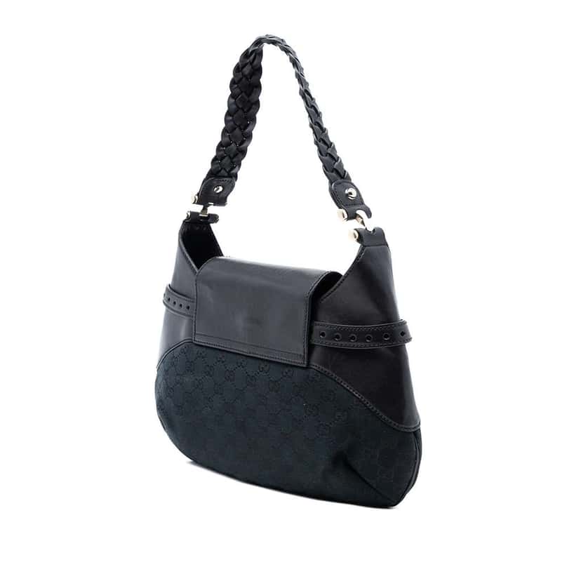 Gucci GG Canvas Horsebit Hobo Black Canvas Good condition - Back View