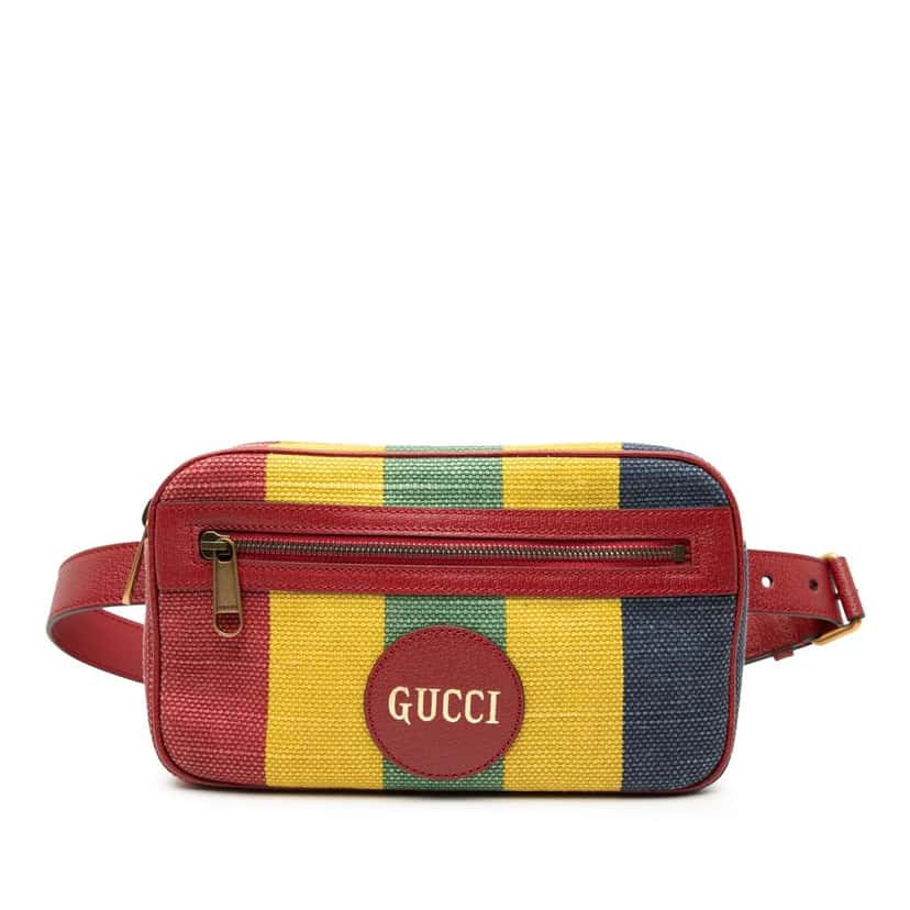 Gucci Baiadera Canvas Stripe Belt Bag Red Canvas Good condition - Front View