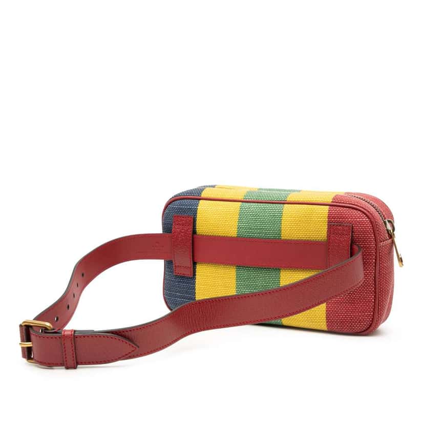 Gucci Baiadera Canvas Stripe Belt Bag Red Canvas Good condition - Back View