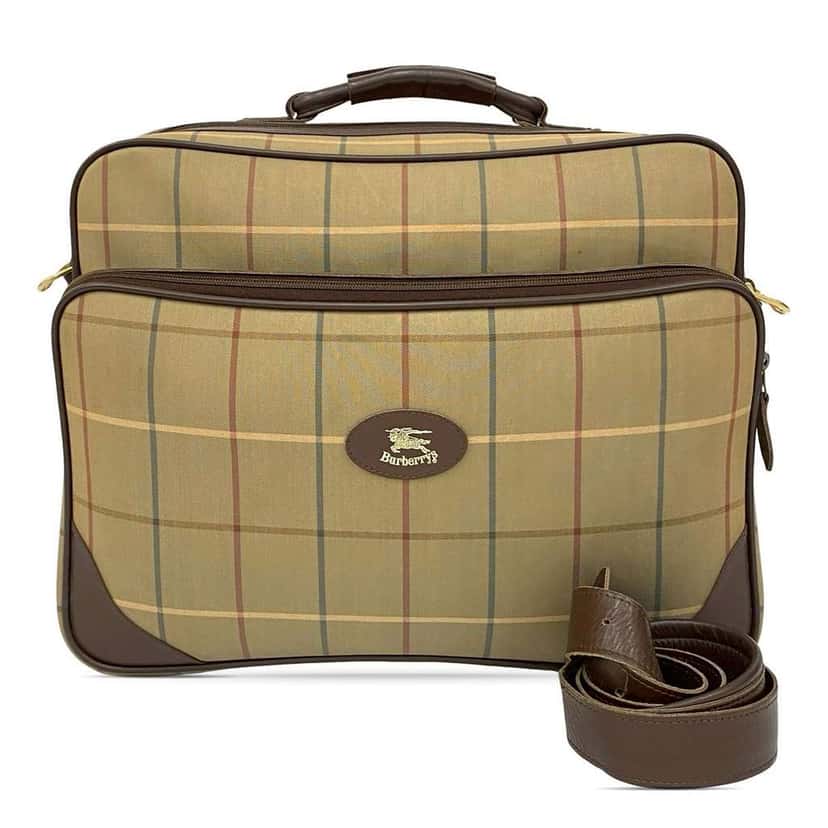 Burberry Vintage Check Canvas Business Bag Brown Canvas Very good condition - Front View
